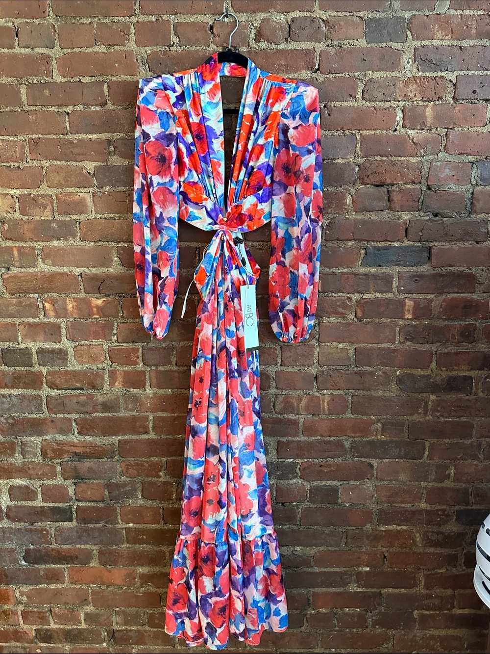 PatBO Red Blue Pink Floral Maxi Dress